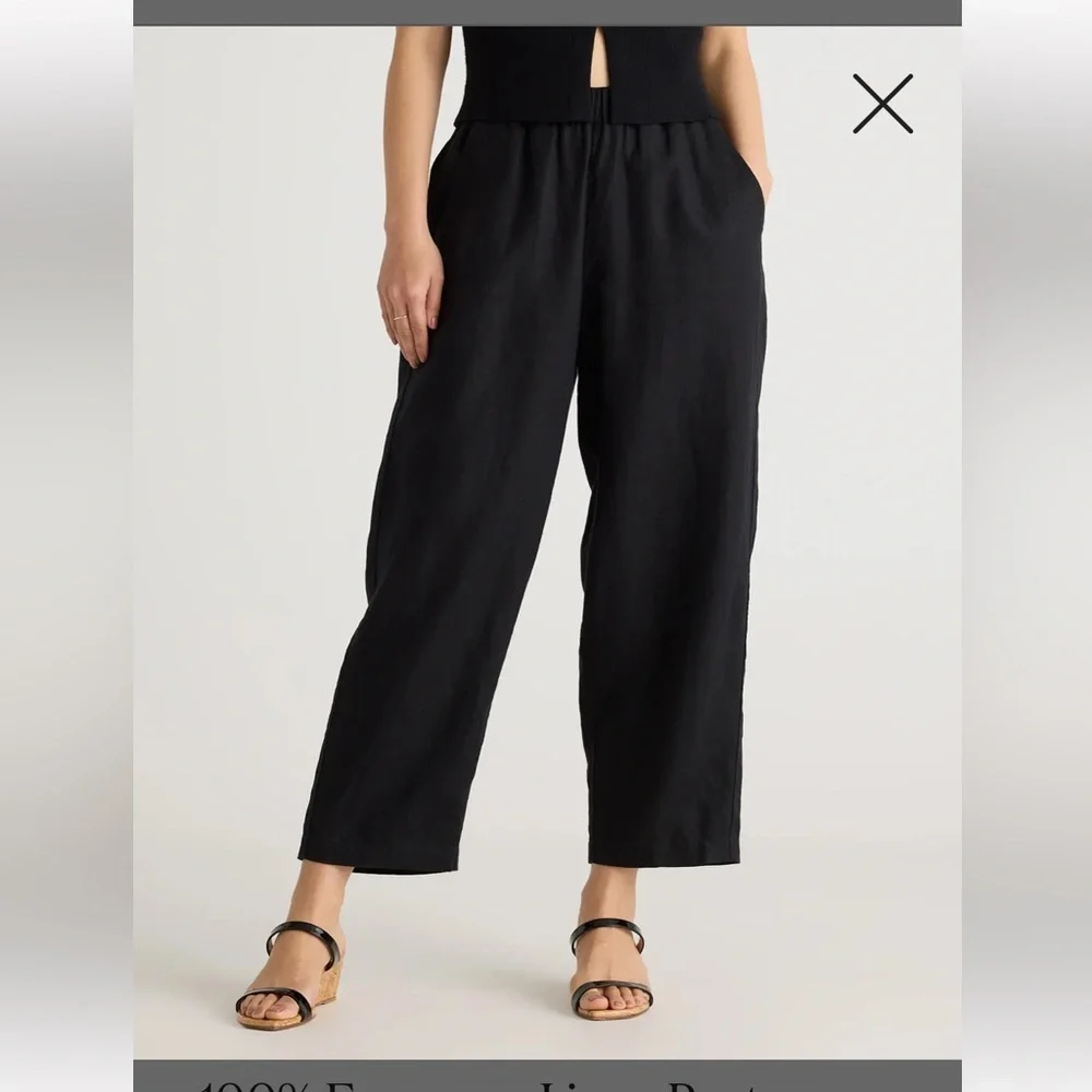 Quince 100% European Linen Pants XS Black